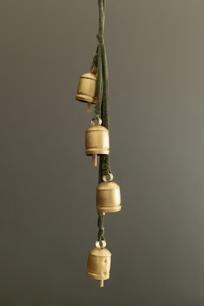 Golden Bells Emerald Velvet Door Cluster