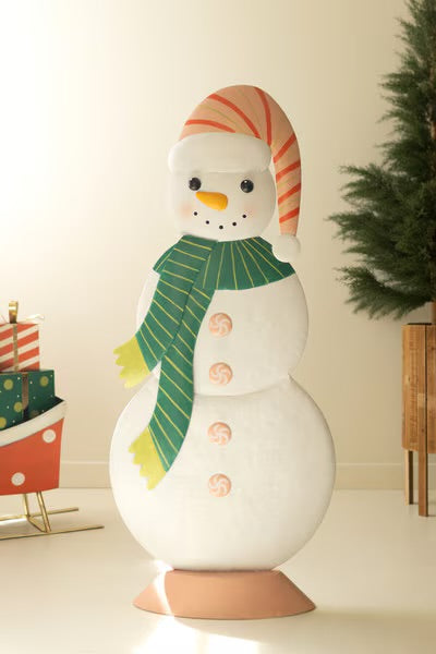 Peppermint Parade Metal Snowman