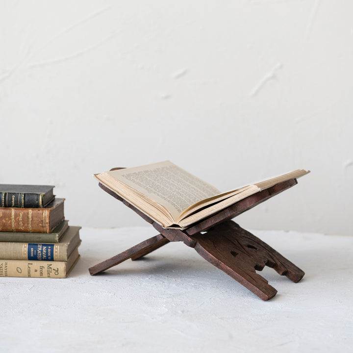 Rustic Wooden Folding Book Stand