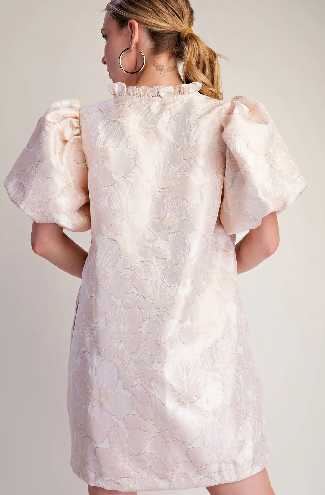 Champagne Petal Jacquard Dress