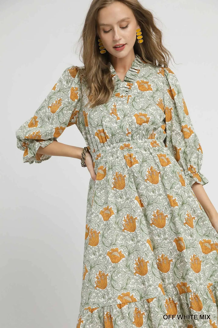 Sunflower Bloom Midi Dress