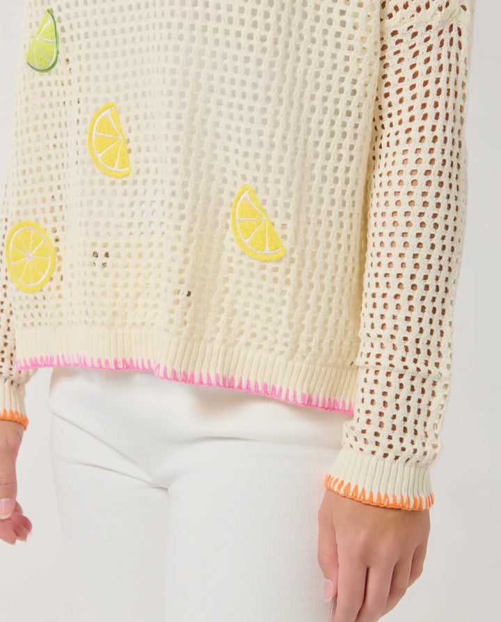 Citrus Splash Open Knit Sweater