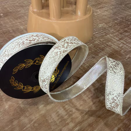 John Mark Enterprises: Ivory & Silver Metallic Ribbon
