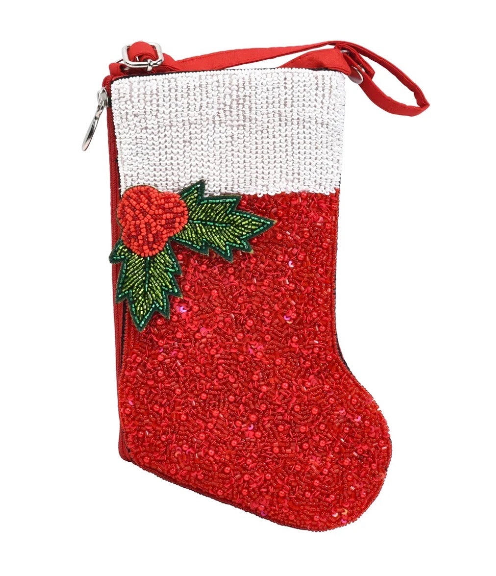 Christmas Stocking Beaded Club Bag