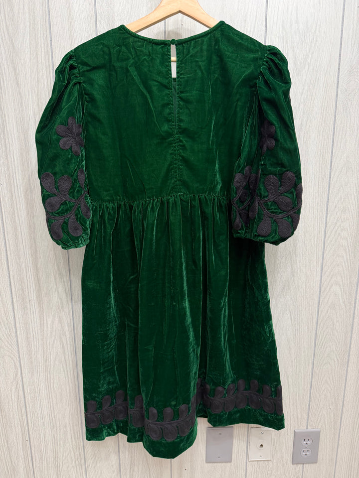 Emerald Eve Embroidered Velvet Dress