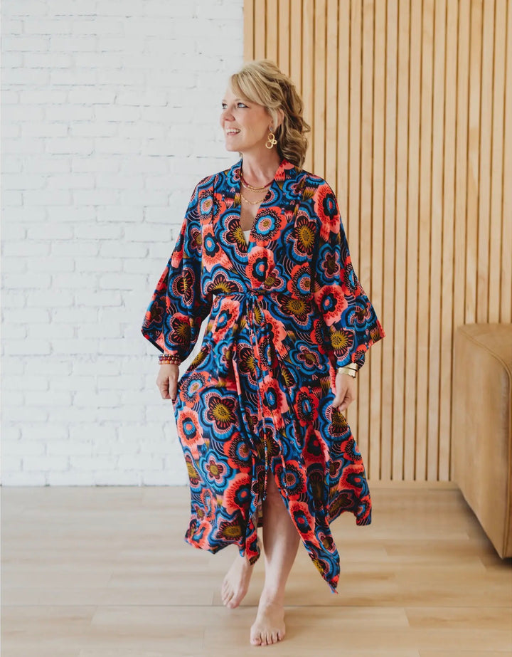 Pop Floral Wrap-Tie Maxi Dress