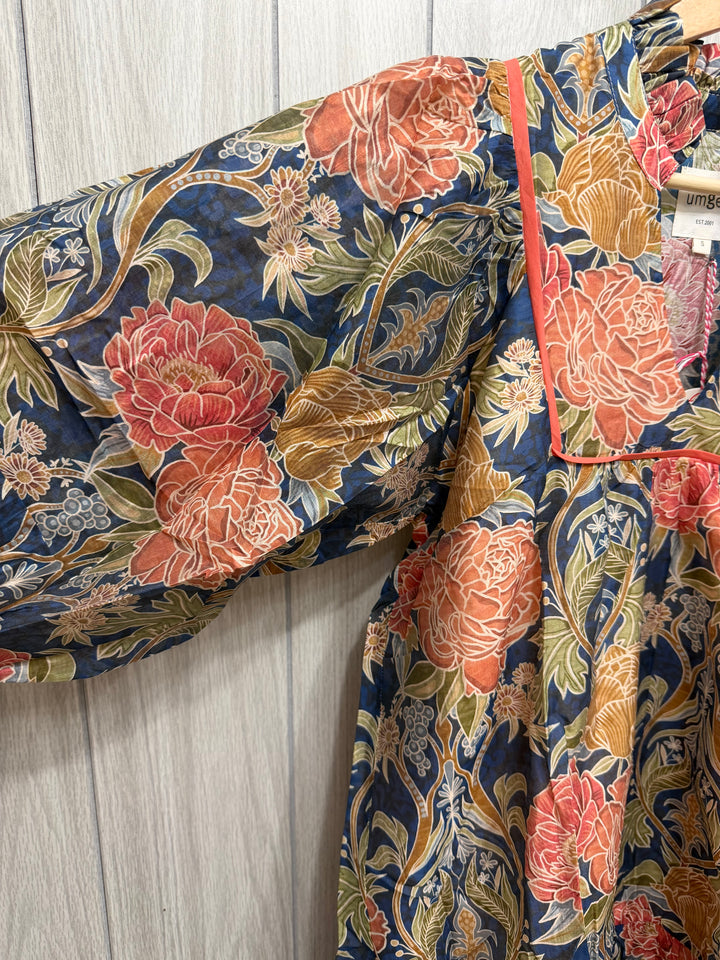 Autumn Garden Ruffle Neck Dress