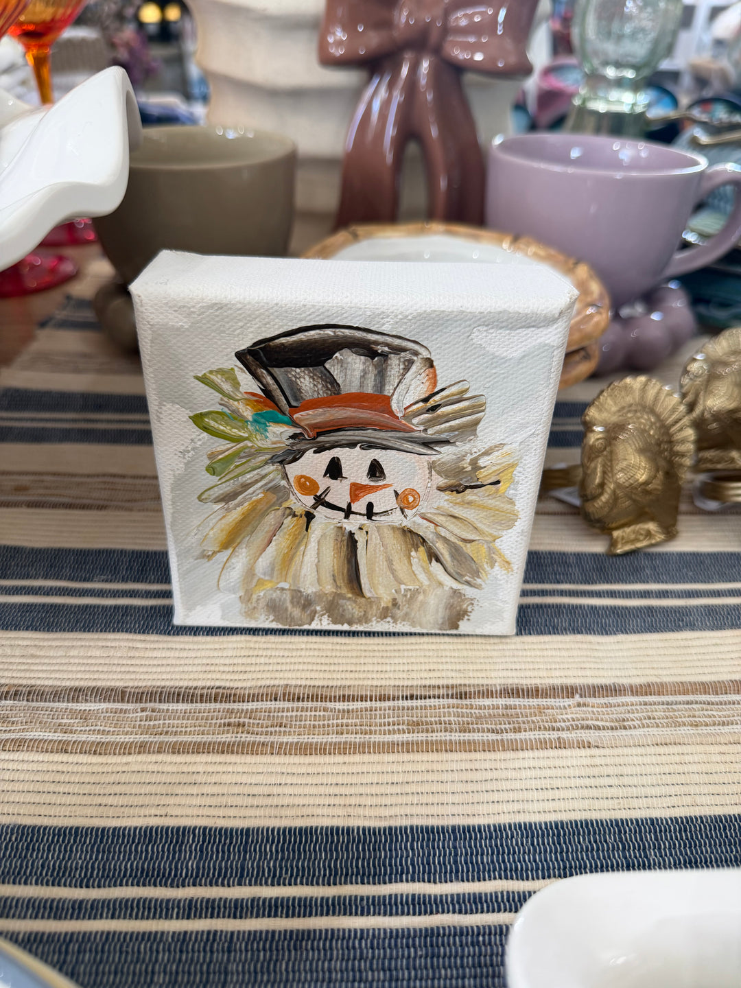 Harvest Smiles Scarecrow Canvas Block
