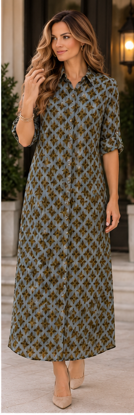 The Brielle Geometric Print Midi Dress