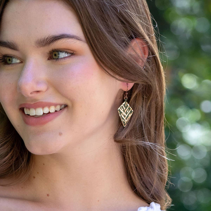 Patina Engraved Copper Earrings