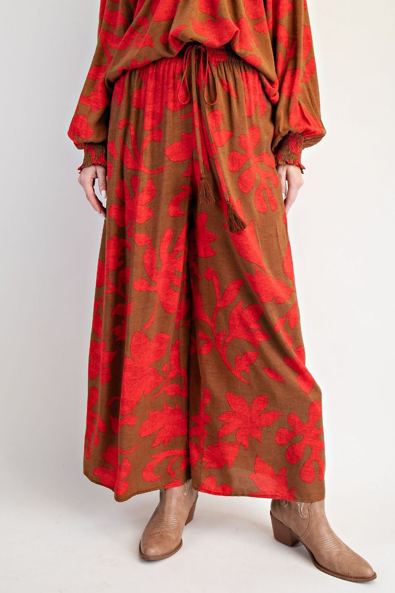 Autumn Petals Wide-Leg Pants