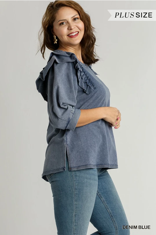Ruffle Denim Top - Plus Size
