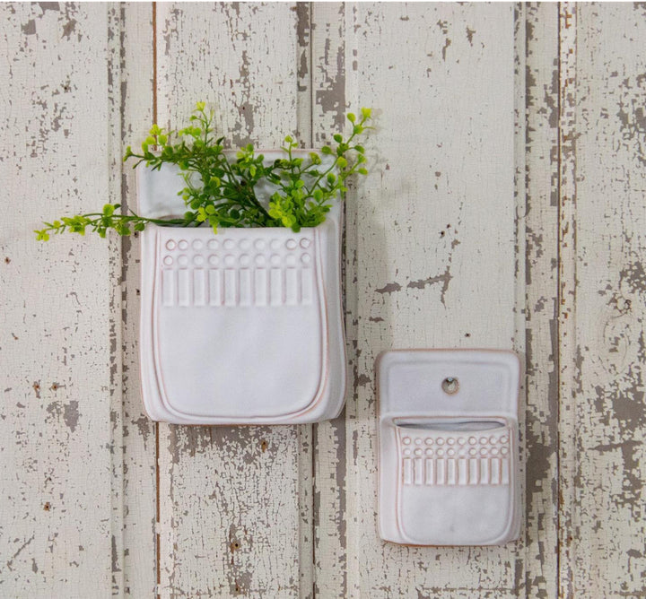 Vintage Relief Stoneware Wall Pocket