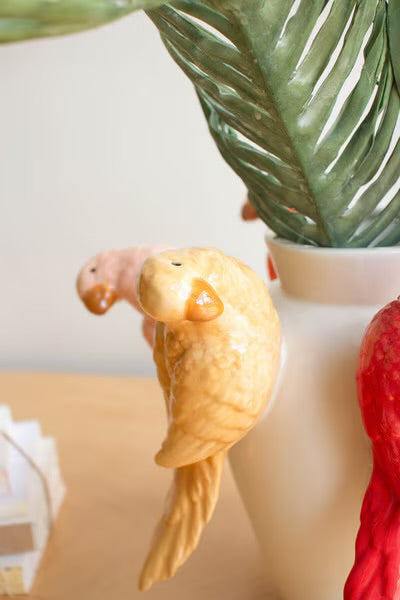 Tropical Parrot Ceramic Vase
