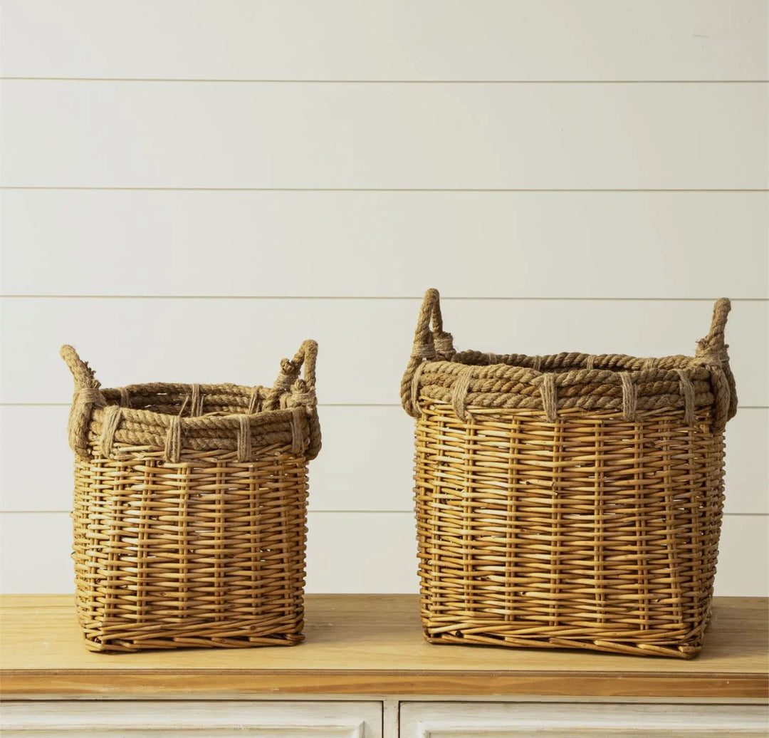 Wicker Basket with Rope Handle