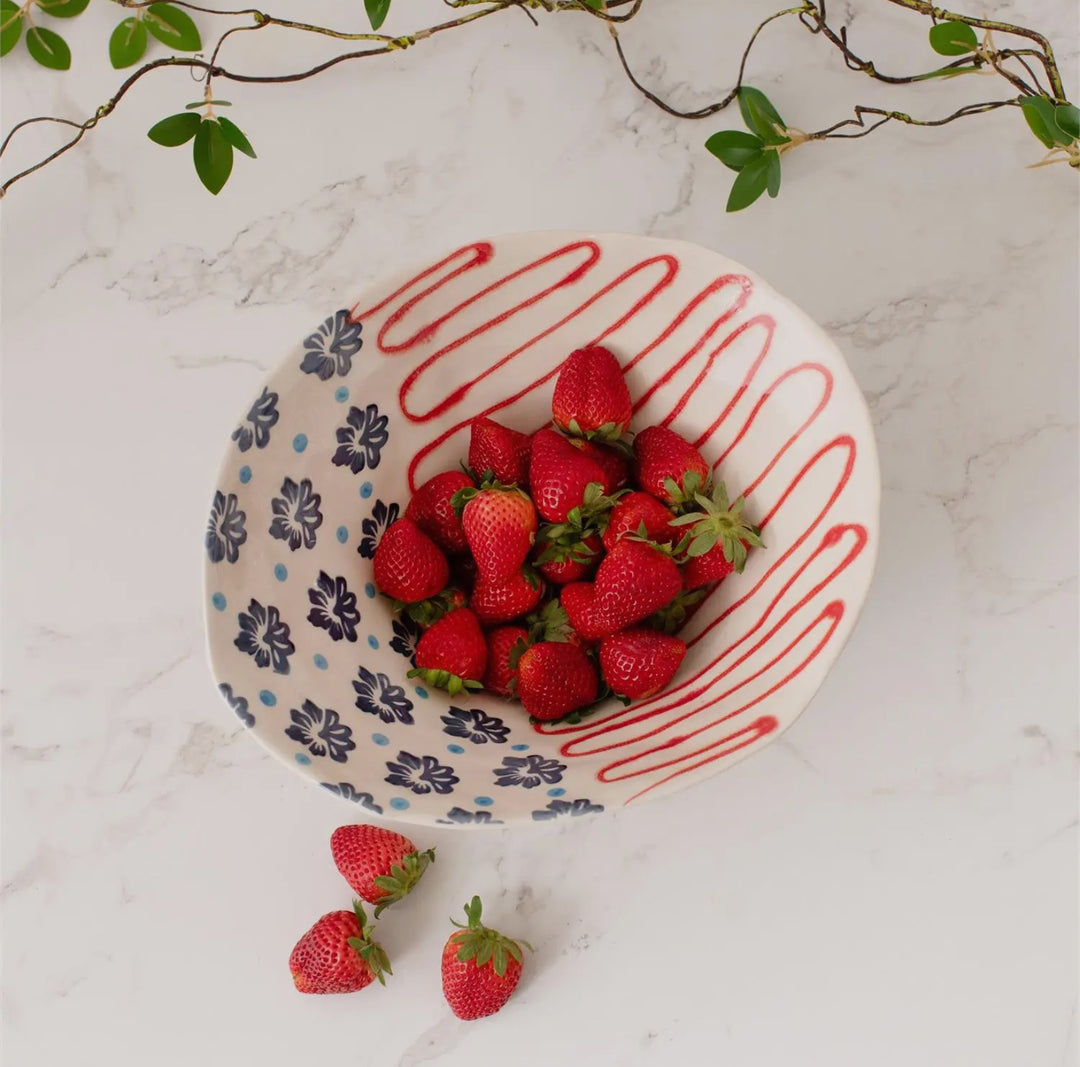 Americana Folk Art Serving Bowl