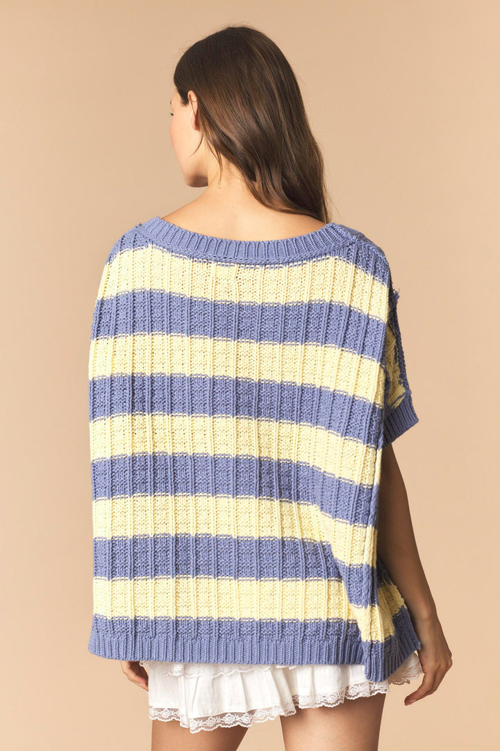 Bluebell Stripe Cable Knit Top
