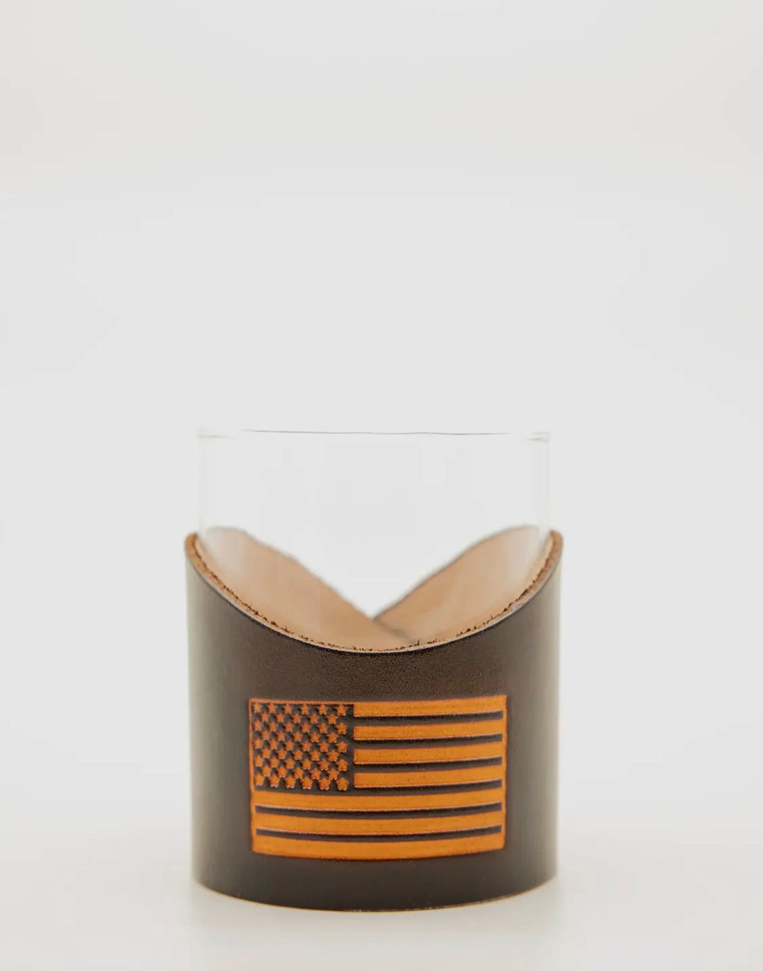 Lowball Glass with Genuine Leather Holder