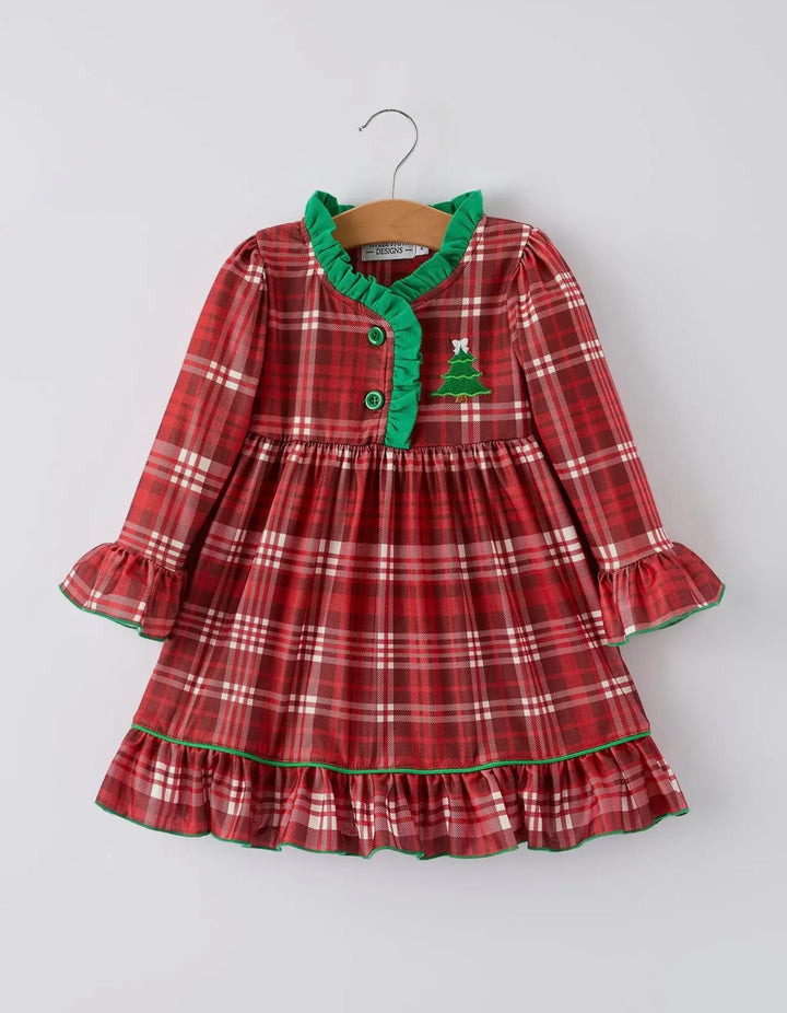 Holly Jolly Plaid Ruffle Dress