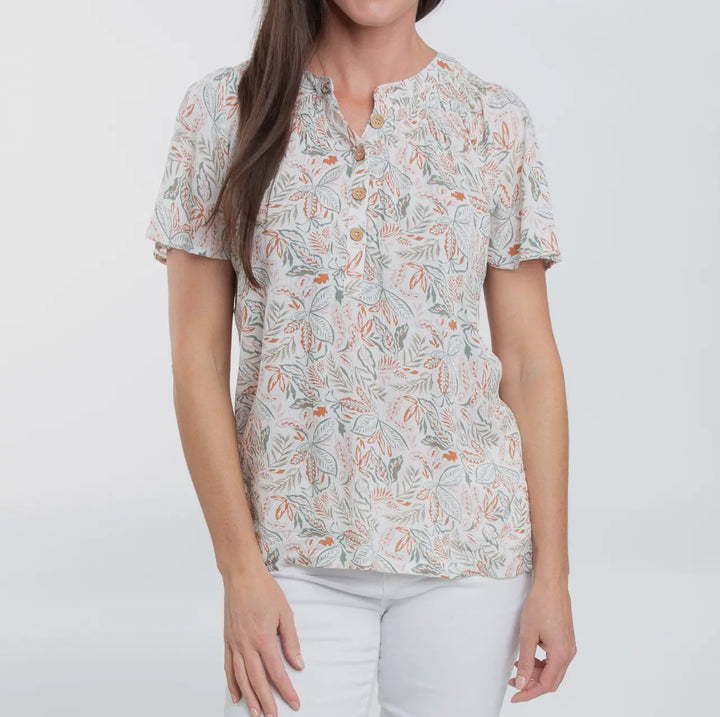 Joelle Green/Coral Floral Top