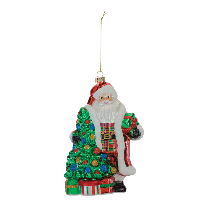 Santa's Christmas Traditions Glass Ornament