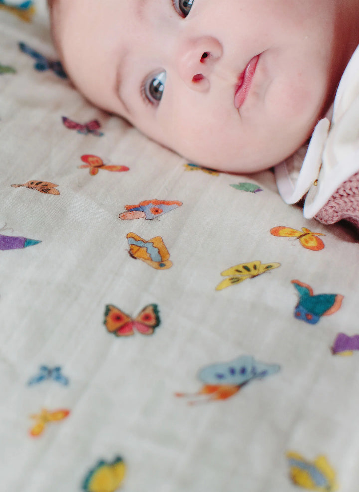 Butterfly Garden Muslin Shawl Blanket