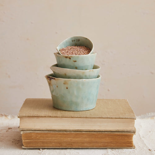 Aqua Stoneware Measuring Cups Set of 4