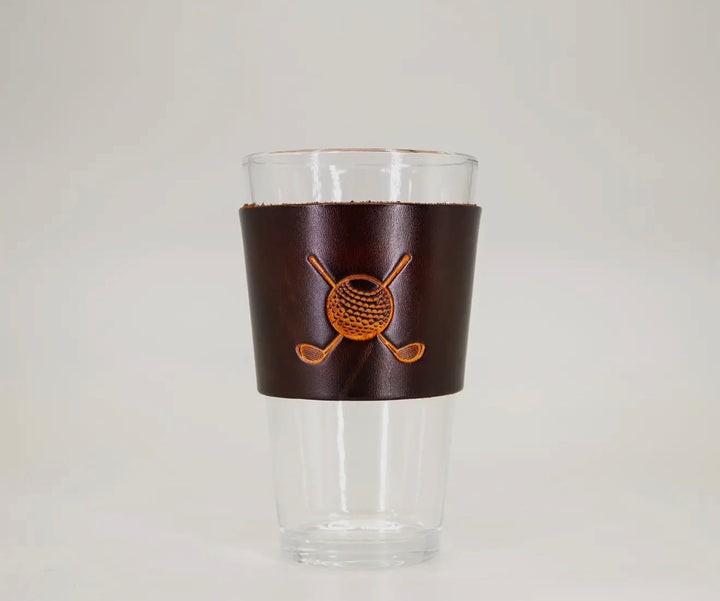Pint Glass with Genuine Leather Holder