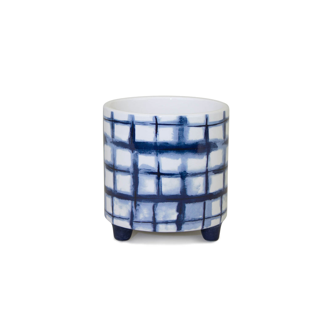 Indigo Grid Footed Planter