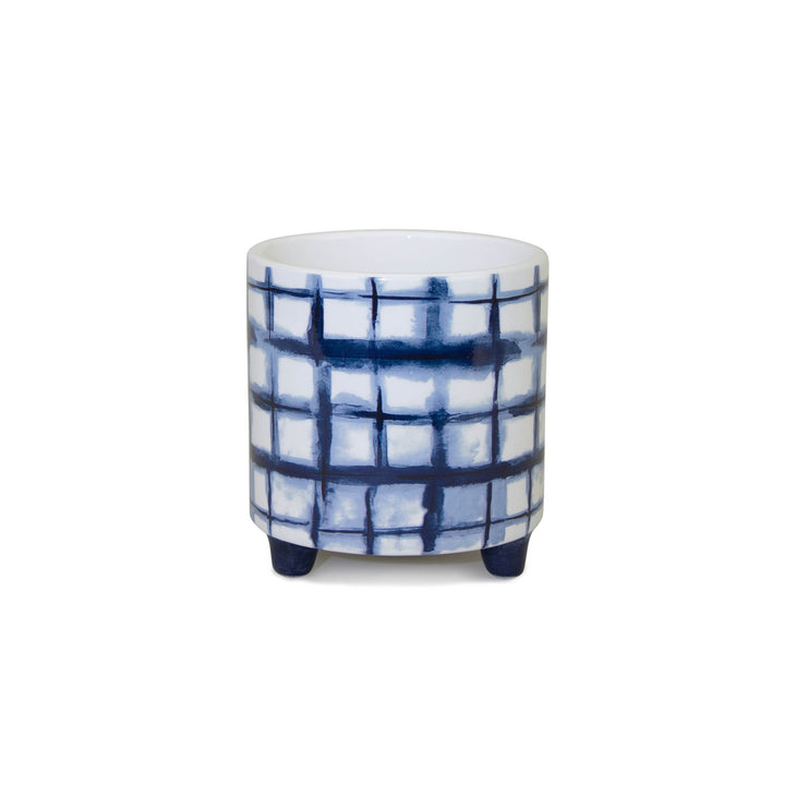 Indigo Grid Footed Planter