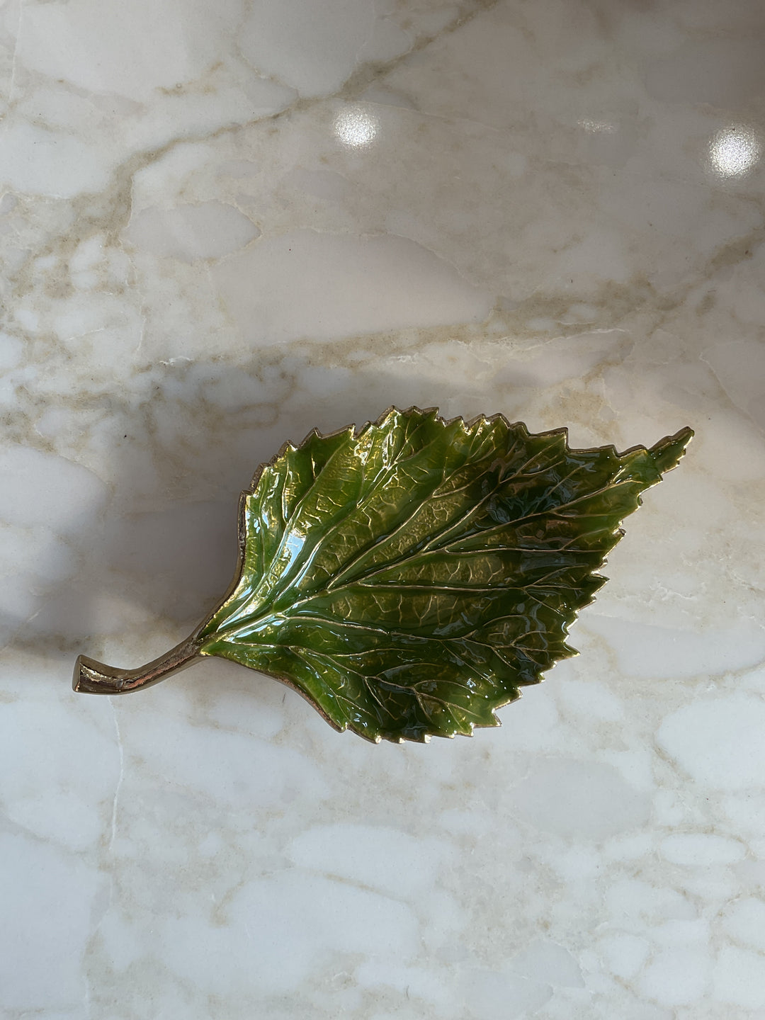 Enamel Leaf Trinket Dish