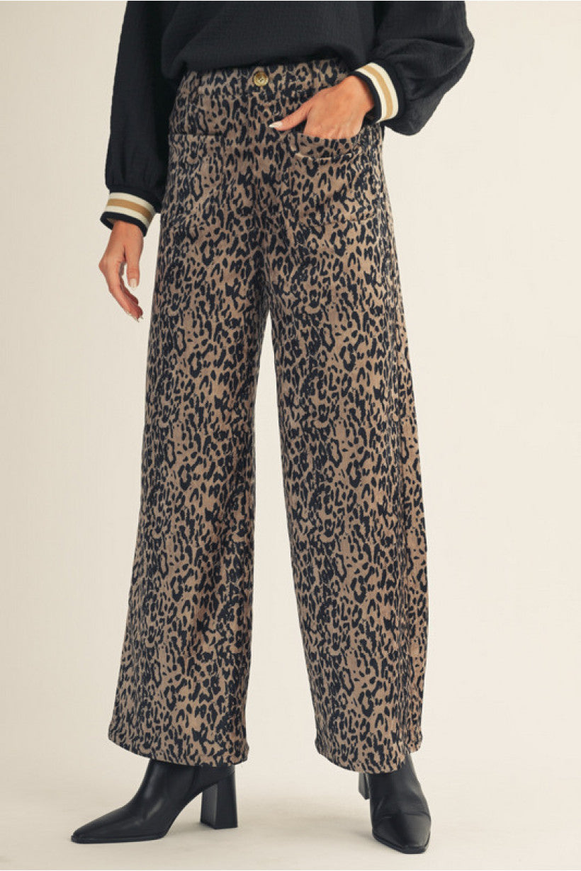 Savannah Streets Leopard Wide-Leg Pants