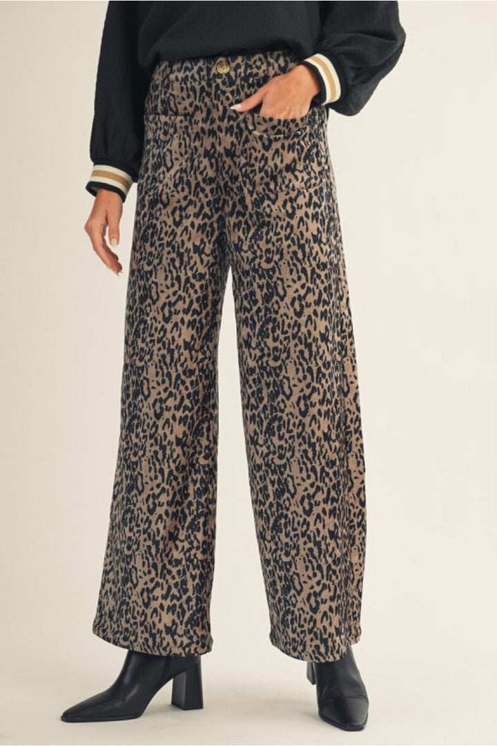 Savannah Streets Leopard Wide-Leg Pants