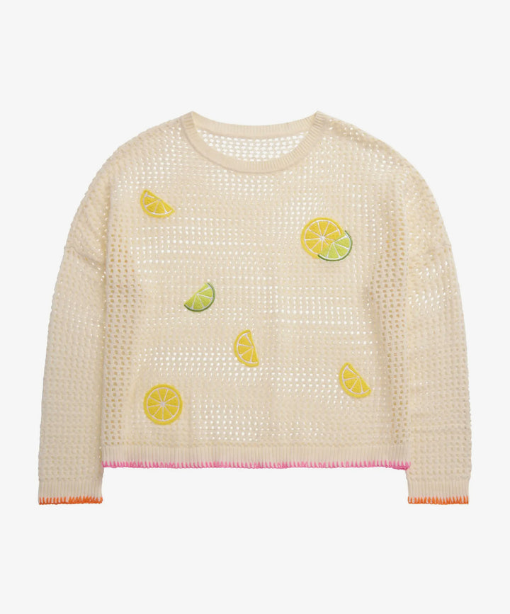 Citrus Splash Open Knit Sweater