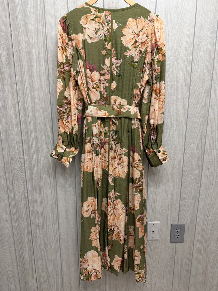 Olive Peony Belted Maxi Dress