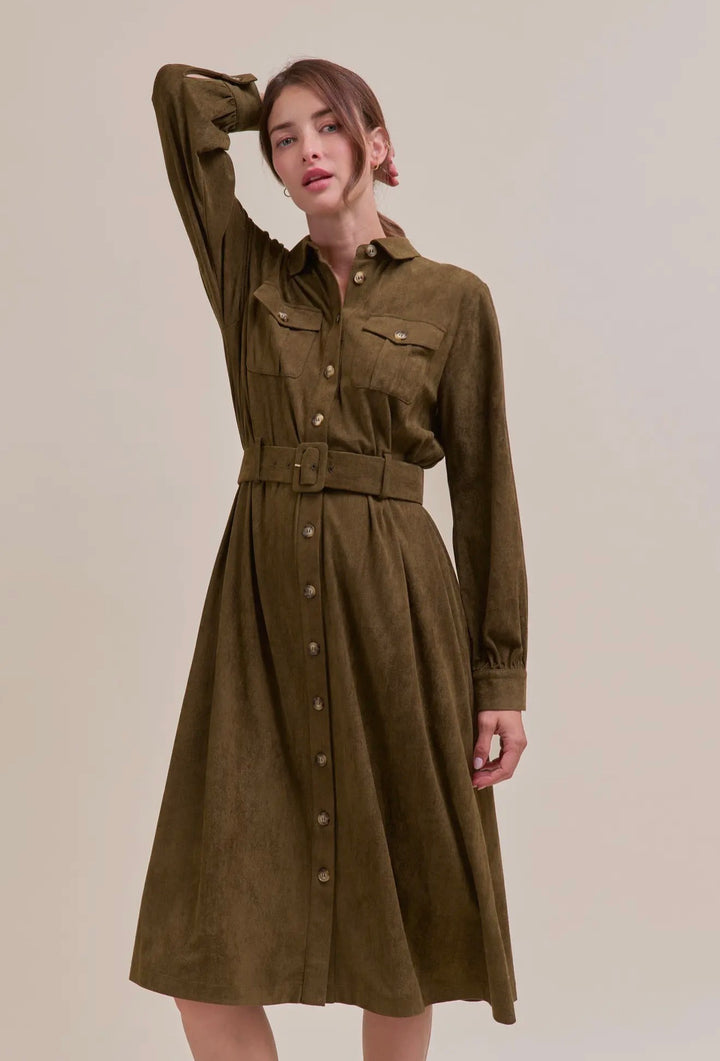 Sable Suede Shirt Dress