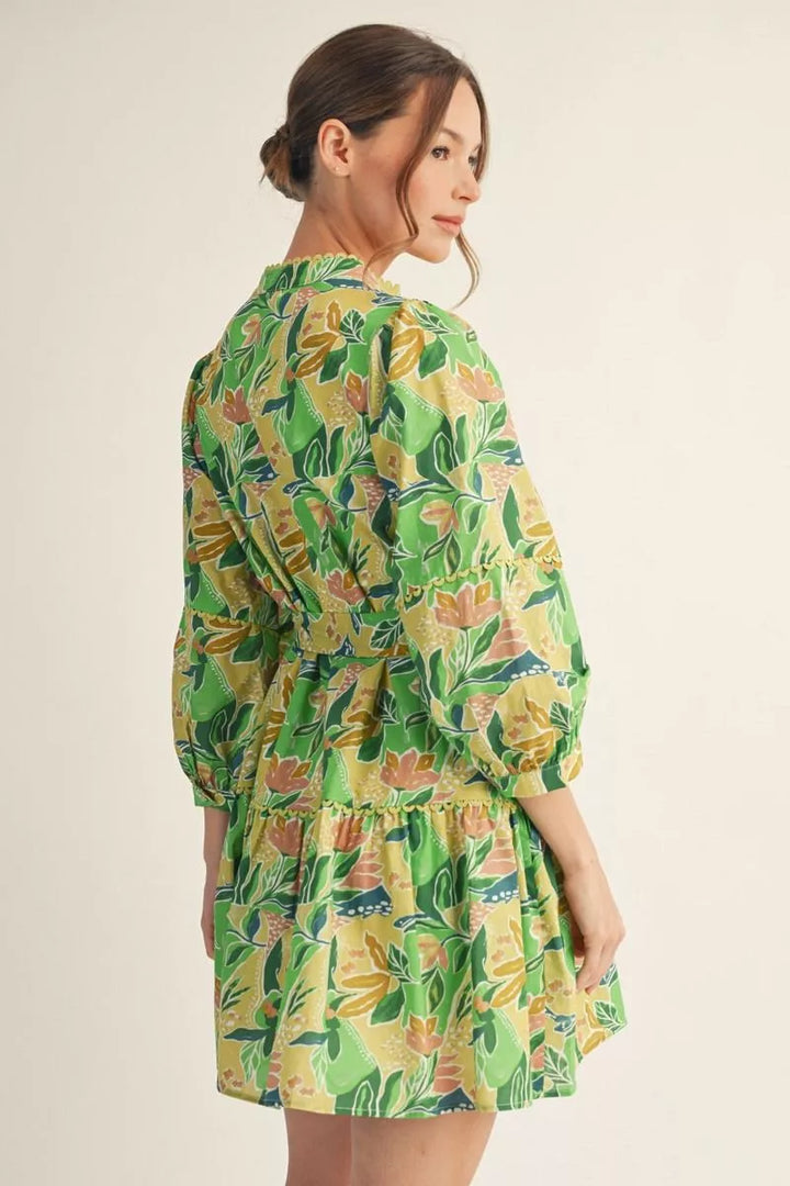 Verdant Garden Tie-Waist Dress