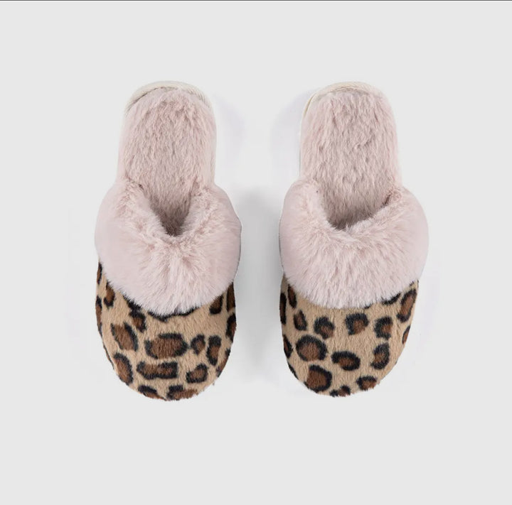 Fuzzy Leopard Slippers