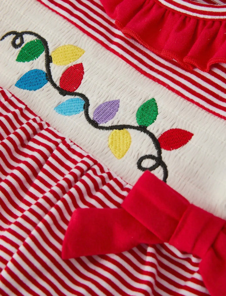 Twinkle Lights Smocked Stripe Bubble