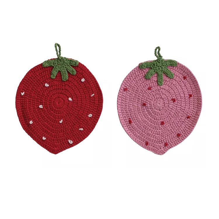 Sweet Strawberry Crochet Pot Holder