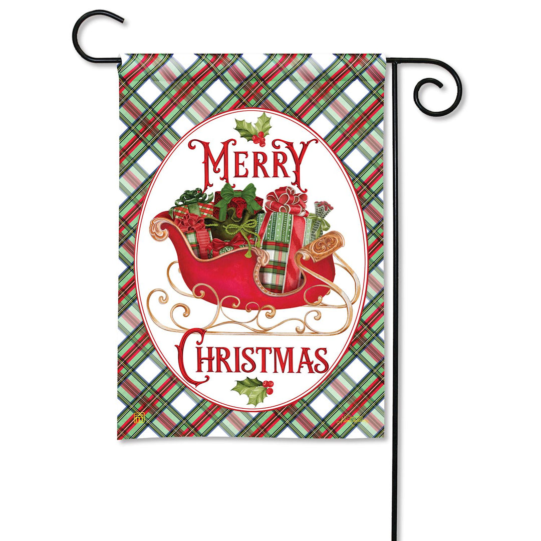 Merry Christmas Sleigh Garden Flag