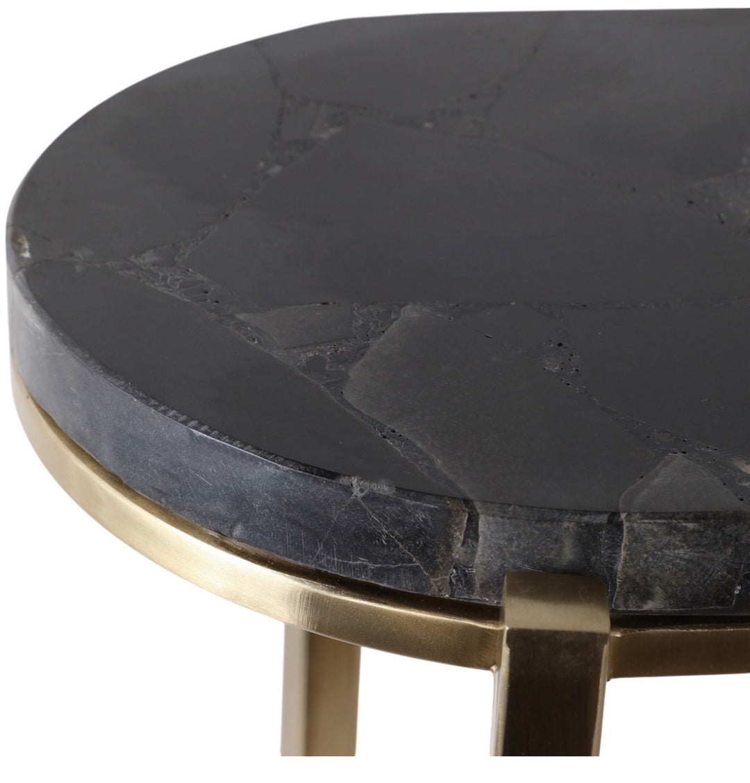 Black Marble & Brass Accent Table