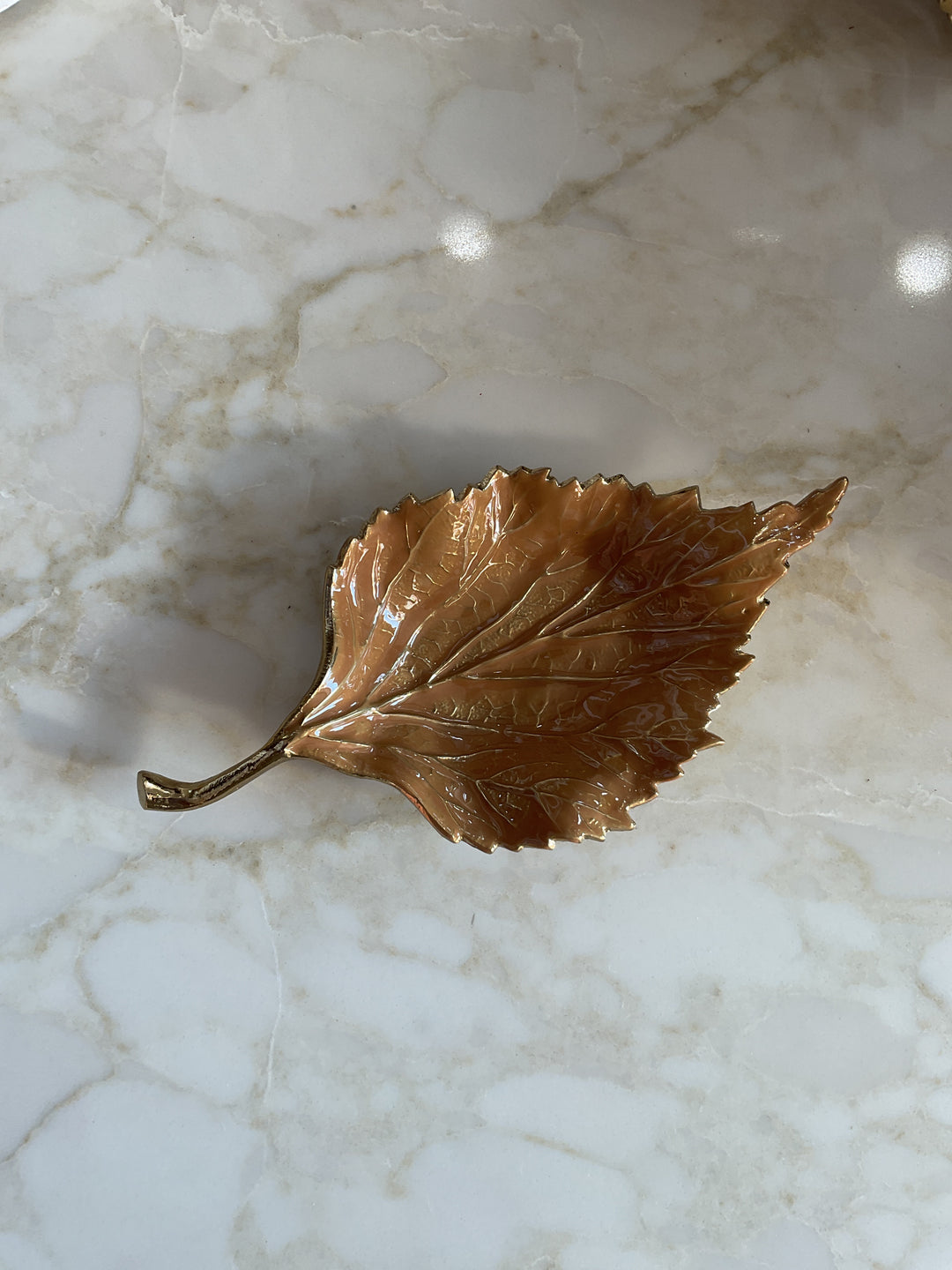 Enamel Leaf Trinket Dish