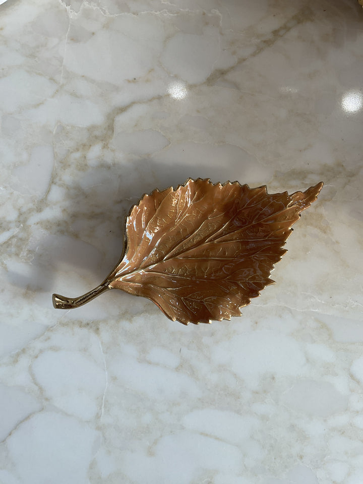 Enamel Leaf Trinket Dish