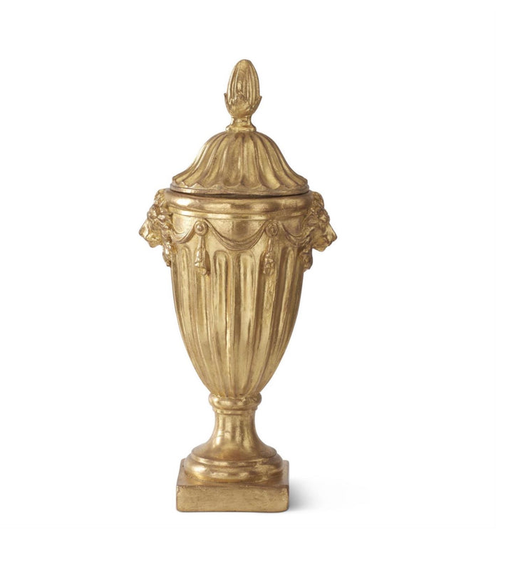 Regency Gold Lion Head Lidded Urn