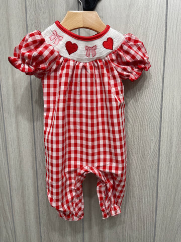 Girls Valentines Day Smocked Romper