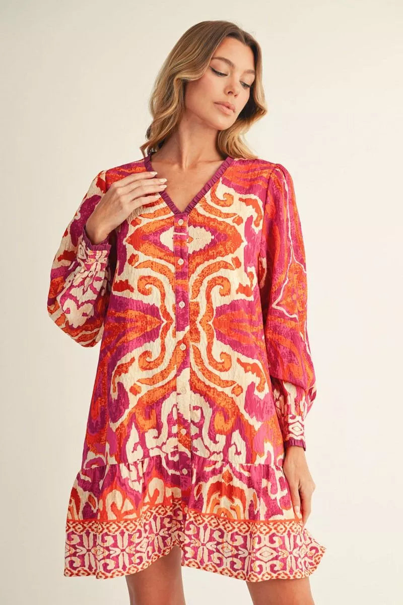 Sunset Kaleidoscope Tiered Dress