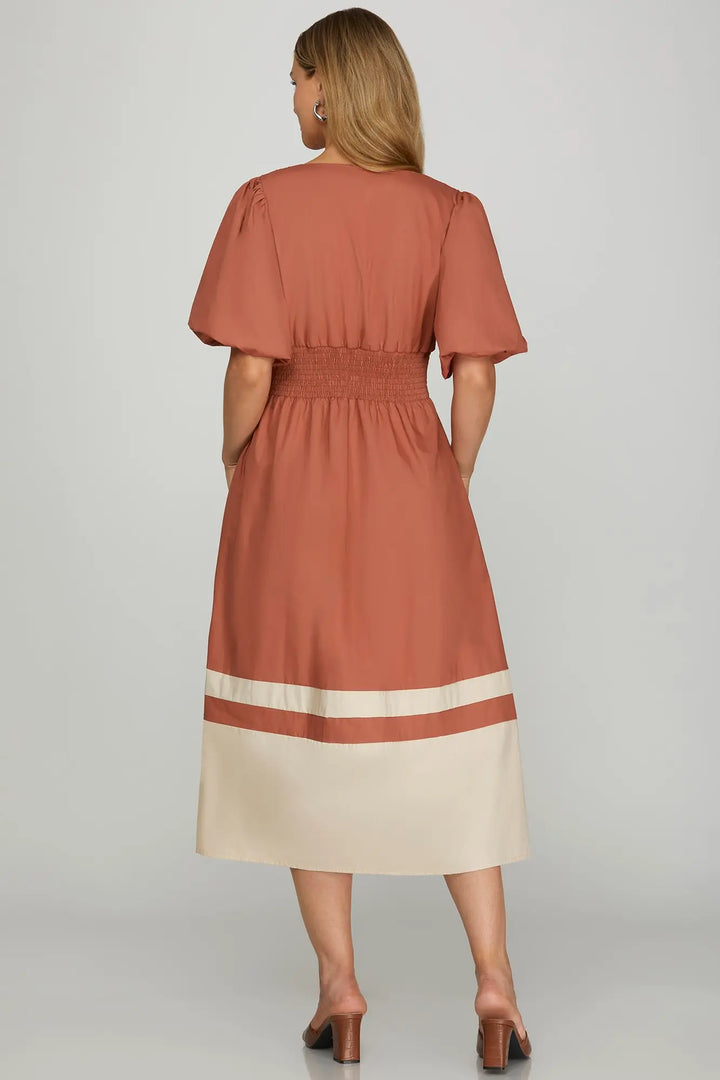 Canyon Breeze Colorblock Midi Dress
