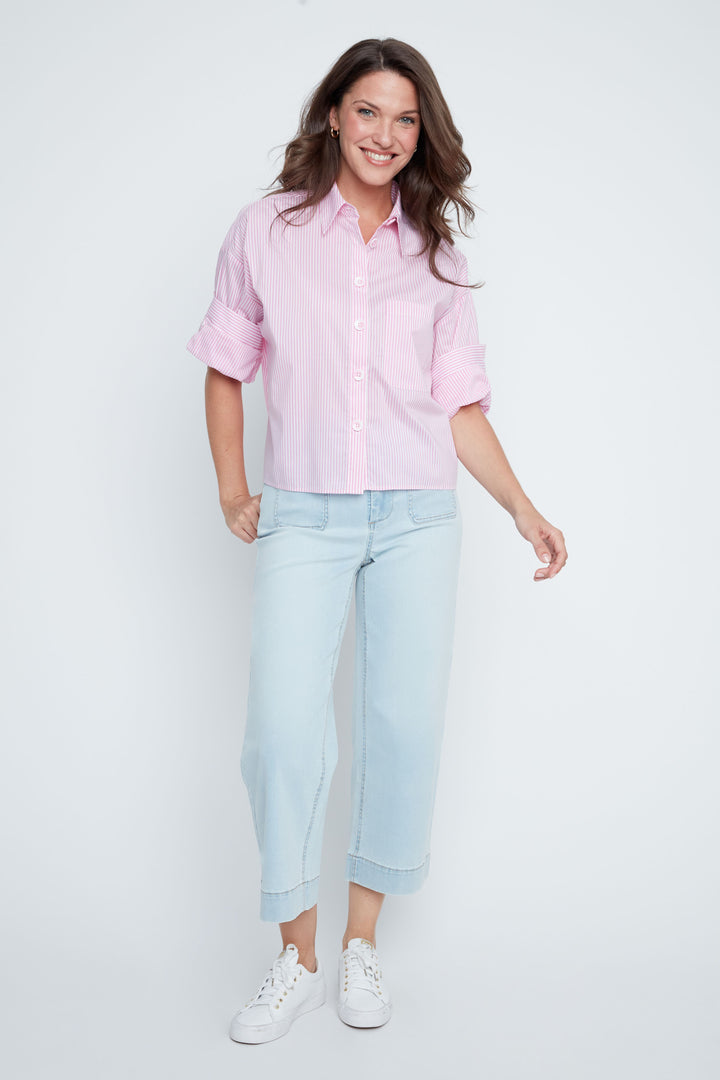 Sweet Stripe Button-Up Top