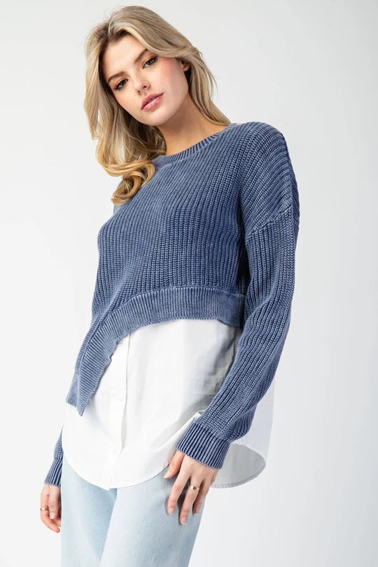 Blue Skies Layered Knit Top